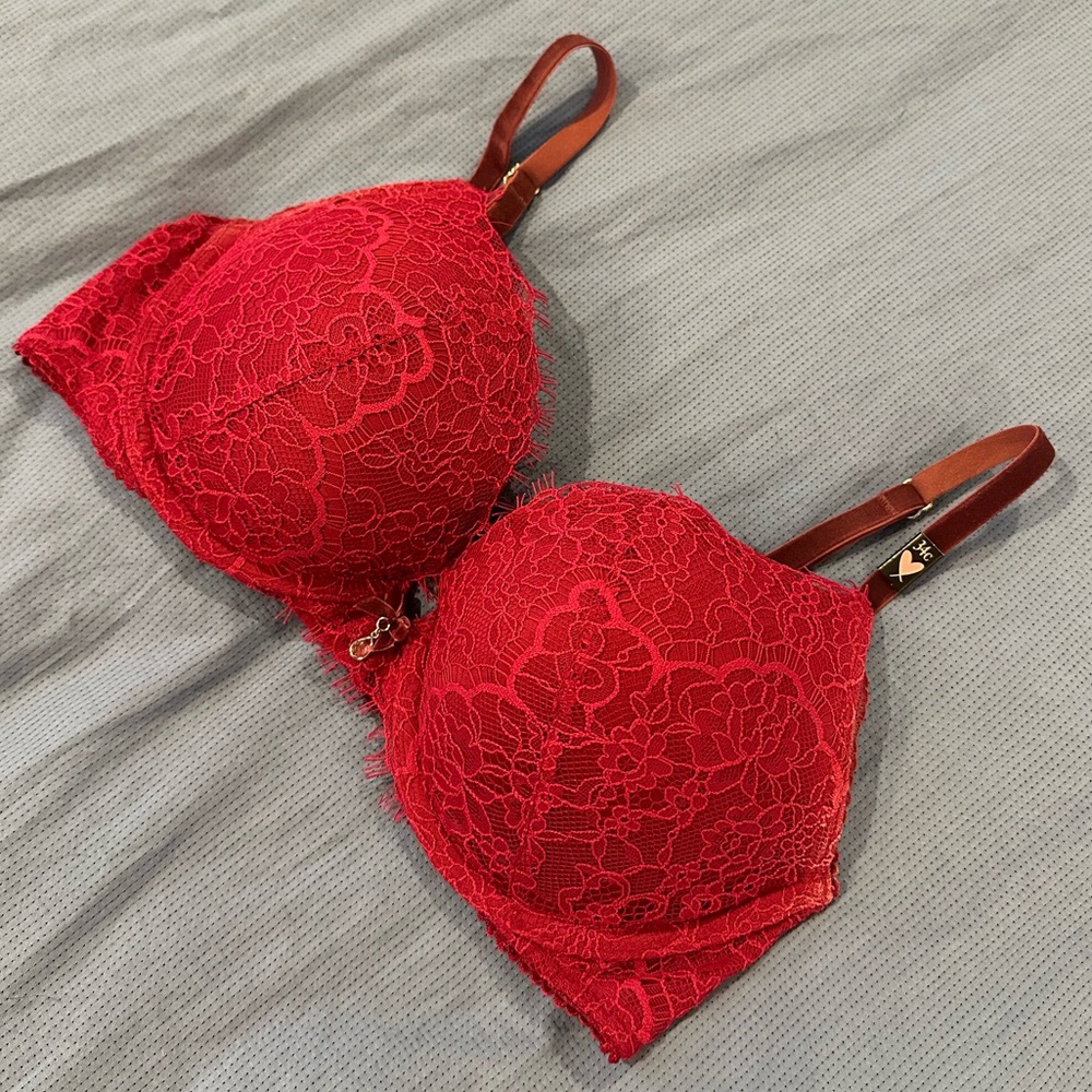 NWT Victoria’s Secret Maroon Lace W/velvet Bra Size 34C